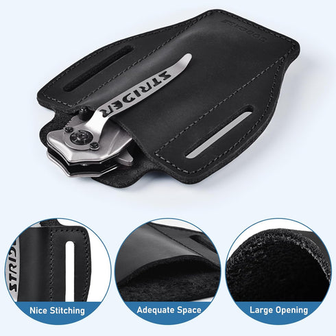 Knife Sheath for Belt, SOGCASE Compact EDC Leather Sheath, Folding Knife Holder, Pocket Knife Holster Compatibility with Praxis Flipper, 110/112 R...