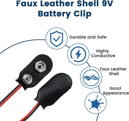 SDTC Tech 3 Pack 9V Battery Snap to 2-Pin PH2.0 Connector Cable I Type Battery Clip Lead Wire (15cm)...