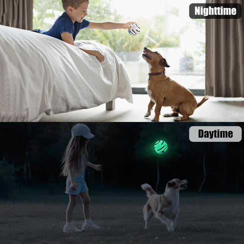 Giggle Ball for Dogs, Interactive Glow Ball Dog Toys, Glow in The Dark Dog Ball Wobble Ball for Small Dogs, Durable Wiggle Ball Dog Toy for Reliev...