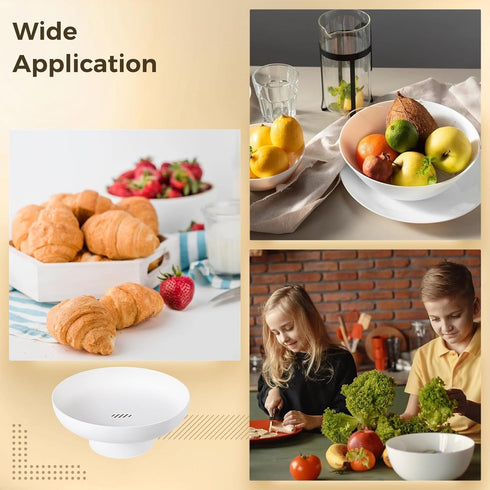 Fruit Bowls with Draining Holes, 10.2" Large Fruit Basket with Removable Pedestal, White Plastic Decorative Bowl, Fruit Countertop Vegetable Holde...