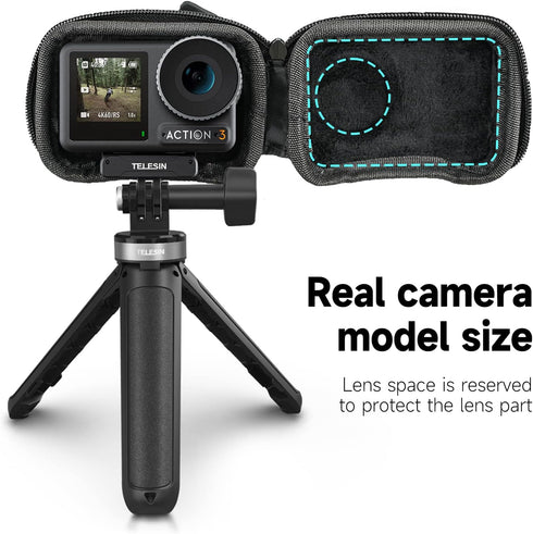 TELESIN Small Carry Case Lens Protector for DJI Action 4 Action 3 Insta 360 Ace Insta360 Ace Pro Accessories, Mini Carrying Bag for DJI Osmo Actio...
