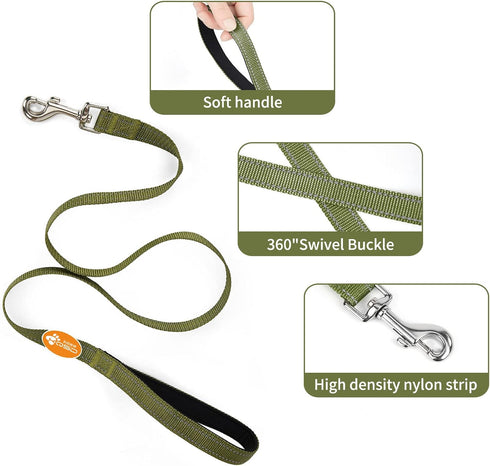 4 Ft Reflective Dog Leash Durable Nylon Puppy Leash with Reflective Threads and Comfortable Padded for Walking Dog Lead Great for Small and Medium...