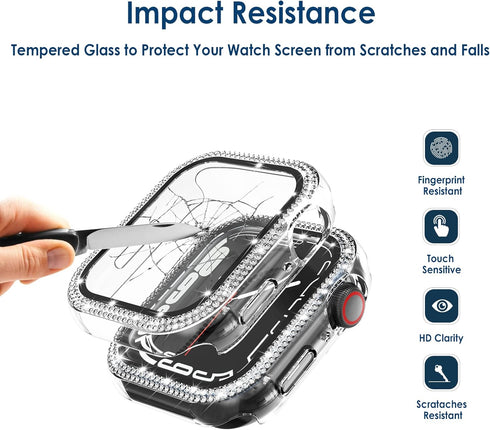 Simpeak 5-Pack Women Bling Screen Protector Case Compatible with Apple Watch 38mm 40mm 41mm 45mm Series 10 42mm 46mm, Screen Case Compatible with ...