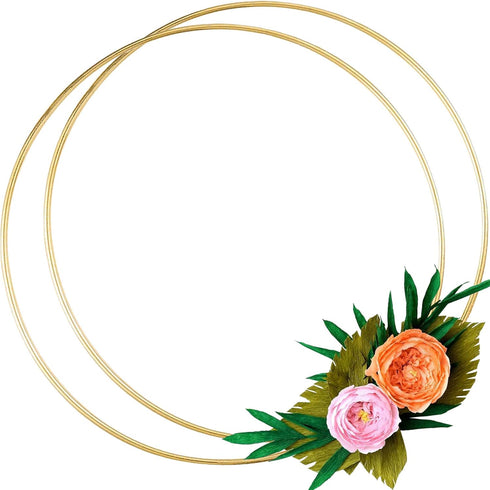 2 Pack 14 Inch Large Metal Floral Hoop Wreath Macrame Gold Hoop Rings for Making Wedding Wreath Decor and DIY Dream Catcher Wall Hanging Crafts...