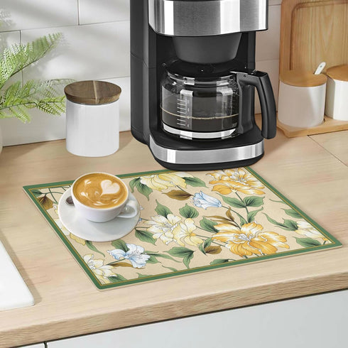 Coffee Mat Coffee Bar Mat Coffee Maker Mat for Countertops Coffee Machine Mat Leather Absorbent Drying Mat for Kitchen Counter Coffee Bar Accessor...