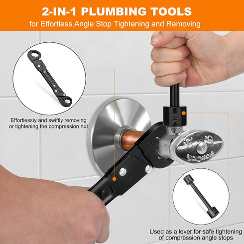 Angle Stop Wrench Kit Plumbing Tools Angle Stop Removal Tool for Professional Plumber, Plumbing Tools for Installing a New Compression Angle Stop ...