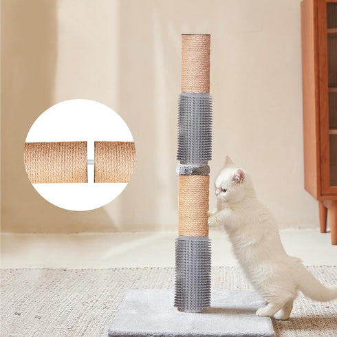 2 PCS Cat Scratching Post with Self Groomer Cat Brush, Jute Twine Vertical Scratcher Posts for Indoor Cats and Kittens, 11.8 Inches Cat Scratch Po...