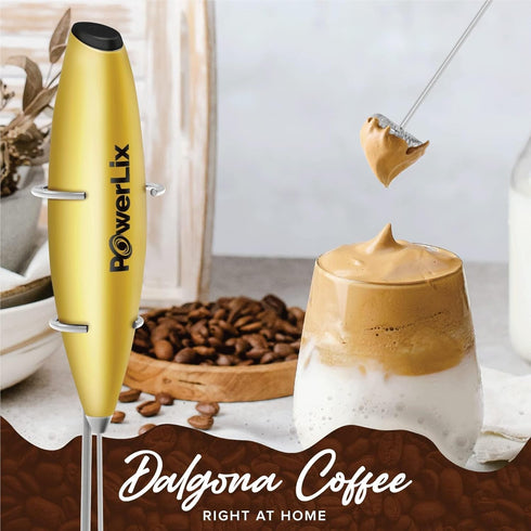PowerLix Milk Frother Handheld Battery Operated Electric Whisk Foam Maker For Coffee, Latte, Cappuccino, Hot Chocolate, Durable Mini Drink Mixer W...