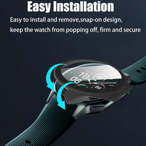 Compatible for OnePlus Watch 2 Case, Lamshaw Hard PC Case with Screen Protector Compatible for OnePlus Watch 2 Smartwatch (2 Pack-Black+Black)...