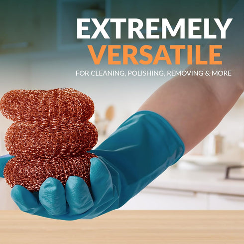 PAMI Heavy-Duty Copper Scrubbing Pads - Copper Wool Pad Dish Scrubbers for Dirt, Grease & Grime- Metal Scrubber Sponges for Kitchen & Bathroom- Co...