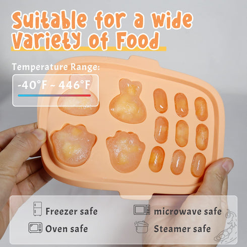 Baby Food Freezer Tray, Peunitory Baby Popsicle Molds Baby Food Storage Containers Silicone Ice Cube Trays Freezer Safe Breastmilk Popsicle Molds ...