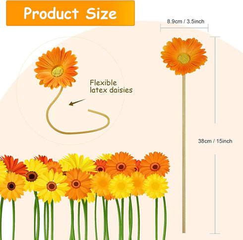 WILLBOND 18 Pieces Artificial Gerbera Daisies Flowers Fake Daisy Faux Boho Daisy Flowers Bouquet 15 in for Boho Birthday Decorations Wedding Home ...