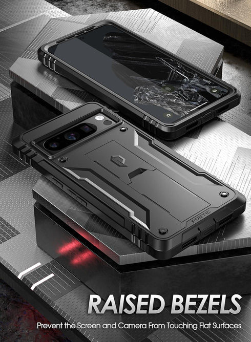 Poetic Revolution Case Compatible with Pixel 8 Pro 5G, Full Body Rugged Shockproof Protective Cover Case with Kickstand, Built-in Screen Protector...