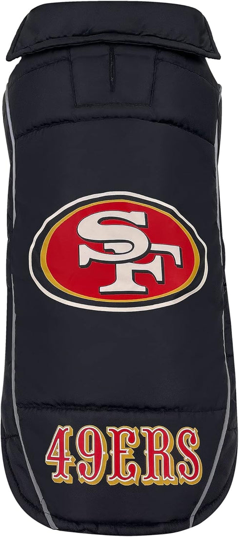 NFL San Francisco 49ers Puffer Vest for Dogs & Cats, Size Large. Warm, Cozy, and Waterproof Dog Coat, for Small and Large Dogs/Cats. Best NFL Lice...