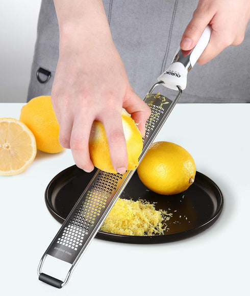 Ourokhome Kitchen Lemon Zester, Stainless Steel Hand Held Parmesan Cheese Grater for Ginger, Chocolate, Coconut, Lime, Nutmeg, Citrus, Fruit, Vege...