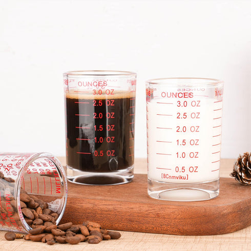 BCnmviku 1 PACK Shot Glass Measuring Cup 3 Ounce/90ML Liquid Heavy High Espresso Glass Cup...
