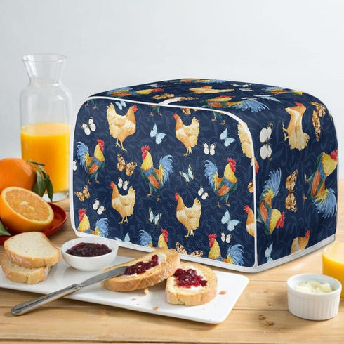 Toaster Cover 4 Slice,Rooster Chicken Pattern Kitchen Decor Toaster Dust Cover Protective Cover Bread Maker Cover Toaster Oven Cover,Machine Washa...