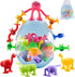 ZMZS Suction Toys for Baby, Bath Toys for Kids Ages 4-8, 40 Pieces Toddler Stress Release Sensory Toys, Suction Cup Animal with Dinosaur Eggshell ...