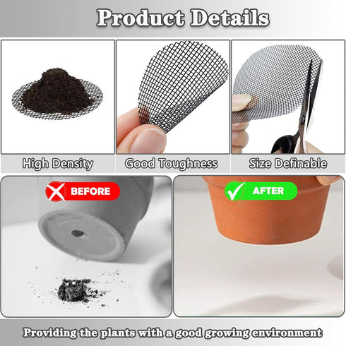 Flower Pot Hole Mesh Pad, Bonsai Pot Bottom Grid Mat Mesh, 2 Inch Flower Plant Succulent Pot Hole Mesh Pad Drainage Mesh Hole Screen Gasket Preven...