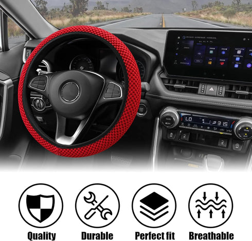 Elastic Stretch Steering Wheel Cover, 15 Inch Universal Anti-Slip Car Steering Wheel Cover for Auto Truck Van SUV, Warm in Winter and Cool in Summ...