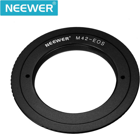 Neewer Aluminum Alloy Lens Mount Adapter for M42 Lens to Canon EOS Camera, Such as 1d/1ds, Mark II, III, 5D, Rebel xt, xti, T2i, and More - Black...
