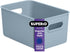 Superio Ribbed Collection - Decorative Plastic Open Home Storage Bins Organizer Baskets, Medium Blue (1 Pack) Container Boxes for Organizing Close...