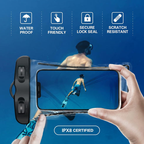 YSSOA Waterproof Cell Phone Case 2 Packs Waterproof Cell Phone Pouch for iPhone 16 15 14 13 12 11 Pro Max Mini XS XR 8 7 6S, Samsung Galaxy S21 S2...