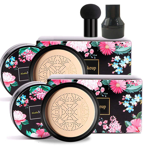 2 Pack Mushroom Head Air Cushion BB Cream, Concealer Lasting Nude Makeup Moisturizing Brightening Pigment CC Liquid Foundation...