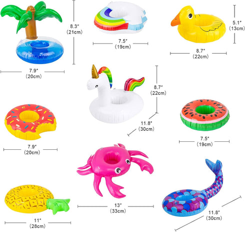 UNICORN ELEMENT 9 Pcs Cute 11.5 Inch Girl Doll Swim Accessories Set Swimming Pool Floaties Party Ring Inflatable Drink Holder for 11.5" Girl Dolls...