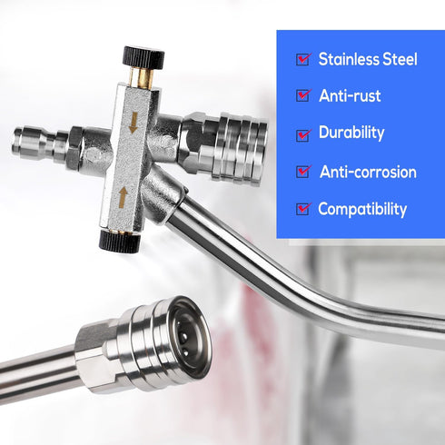 Pressure Washer Extension Wand, 1/4 Inch Quick Connectors Dual-Ended Curved Power Washer Extension Rod/Pole Power Washer Lance Cleaner Accessory f...