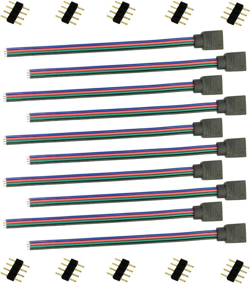 LED Connector 4 Pin LED Tape Connector RGB LED Ribbon Connector LED Controller Connector Cable LED Rope Jumper 4pin Female Wire for RGB 5050 3528 ...