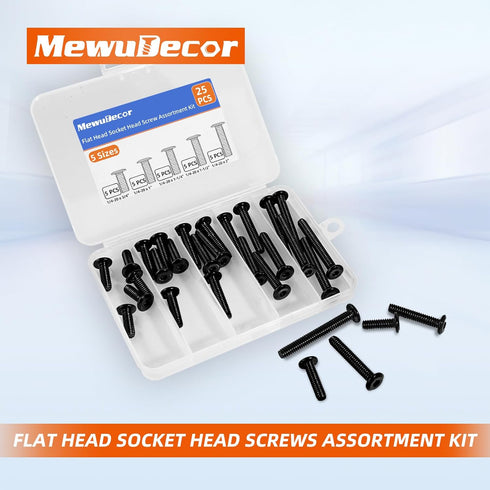 1/4-20 x 3/4", 1", 1-1/4", 1-1/2", 2" Flat Head Socket Head Screw Furniture Bolts Countersunk Connector Screws Assortment Kit, Stainless Steel 18-...