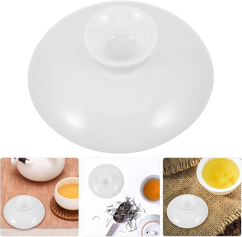 Zerodeko 1PC Ceramic Tea Pot Replacement Lid, White Ceramic Teapot Lid, Tea Kettle Cover Blooming and Loose Leaf Tea Maker Top Lid for Hotel Resta...