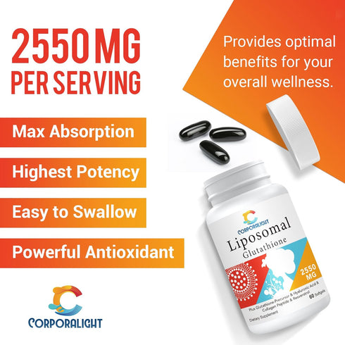 2550mg Liposomal Glutathione Softgel, High Absorption - Glutathione Supplement, Made in USA, Master Antioxidant for Aging Defense, Immune System, ...