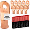 SELTERM 10pcs - 3/0 Awg - 3/8" Stud - Battery Lugs - Ring Terminal Connectors | with 12pcs 3:1 Black & Red Heat Shrink Tubing with Adhesive | Heav...