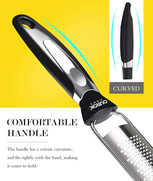 Ourokhome Kitchen Lemon Zester, Stainless Steel Hand Held Parmesan Cheese Grater for Ginger, Chocolate, Coconut, Lime, Nutmeg, Citrus, Fruit, Vege...