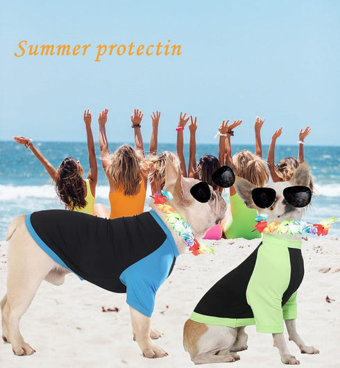 Dog Quick Dry Shirts,Summer Raglan Lightweight Blank Medium Clothes,Dogs Sun Protection Tshirts Boy Girl Solid Clothing,Black/Green + Black/Blue M...