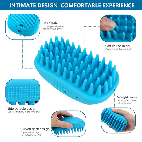 2 Pack Dog Bath Brush,Rubber Dog Shampoo Grooming Brush,Silicone Pet Wash & Massage Brushes,Dog Shower Wash Curry Brush for Long Short Hair,Medium...