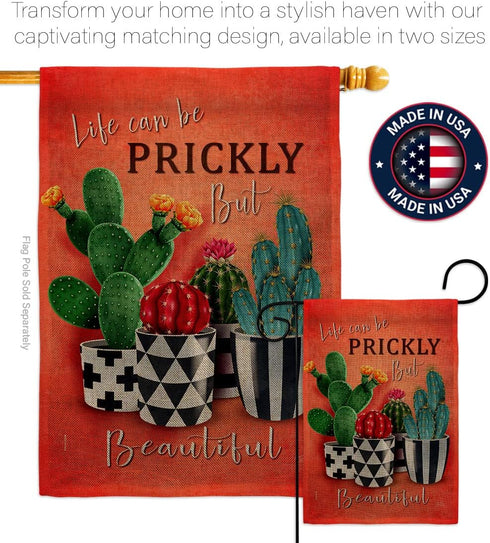 Breeze Decor Prickly But Beautiful Burlap Garden Flag Regional Southwest Desert Cactus Country Succulent Particular Area House Decoration Banner S...