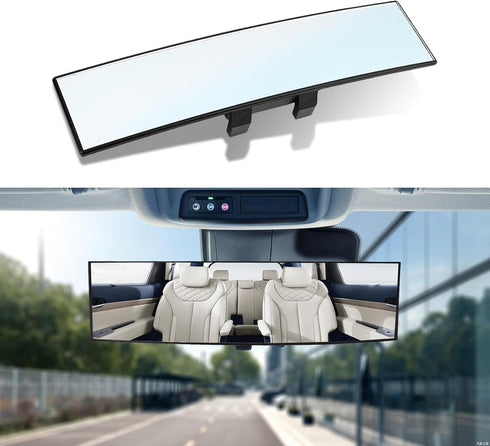 Car Rearview Mirrors, Shock Resistant Interior Clip-on Panoramic Rear View Mirror for Car, 12 inch HD Wide Viewing Range to Reduce Blind Spot Effe...