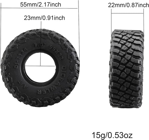 4PCS 1/24 1 inch All Terrain Rainforest Butyl Rubber Softer Version Tire with Liner Sponge for AXIAL SCX24 2021 Bronco, FMS FCX24, Jeep JT Gladiat...