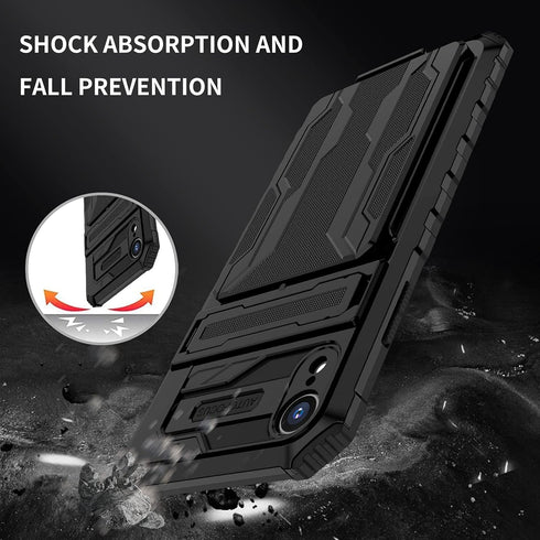for iPhone XR Case with Card Holder Detachable Wallet Cover, Built-in Kickstand & Screen Protectors, Full Body Shockproof Phone Case for iPhone XR...