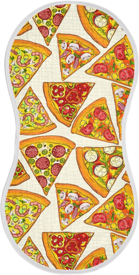 Pizza Slice With Fruit Vegetable Muslin Burp Cloths for Baby 1 Pack Soft 100% Cotton Baby Washcloths Bibs for Boy Girl...