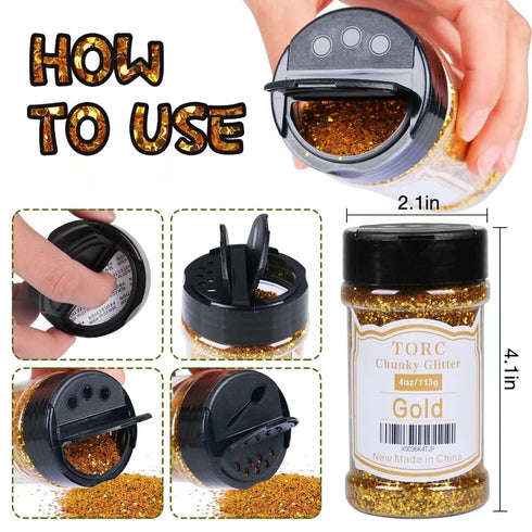 TORC Black Chunky Glitter 4 OZ Glitter for Resin Crafts Tumblers Cosmetic Makeup Nail Art Festival Decoration...