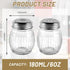 Cheese and Pepper Shakers Set of 2, 6oz Glass Spice Shakers with Stainless Steel Perforated and Slotted Top (Clear)...