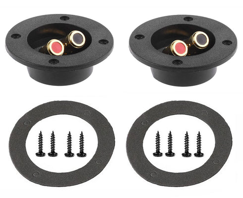 3-'' Double Binding Round Gold Plate Push Spring Loaded Jacks Connector Speaker Box Terminal Cup (Black - 2pcs), (B-S)...
