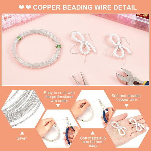 BENECREAT 20 Gauge 20Ft Textured Copper Jewelry Wire, Silver Brass Wire Tarnish Resistant Beading Wire for Jewelry Making Supplies and Crafting...