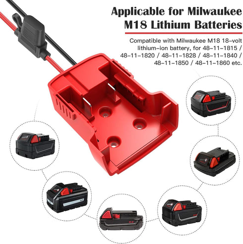 2 Packs Power Wheel Adapter for Milwaukee M18 Battery Adapter 18V Power Wheels Battery Converter with Fuses & Wire Terminals, 12AWG Wire, Power Co...