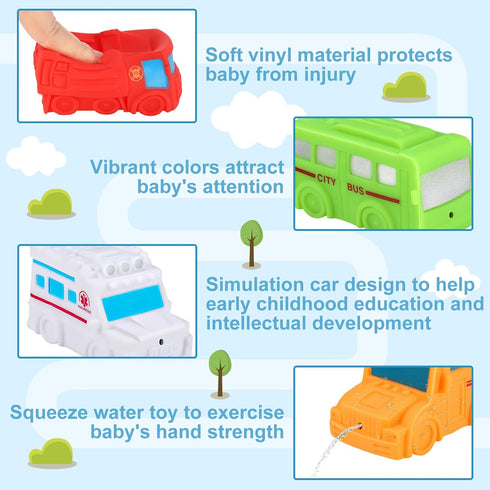 6 PCS Bath Toys for Toddlers, Baby Toys for Babies and Toddlers, Car Bath Toys, Bathtub Toys Pool Toys Bath Toys, Water Squirting Bathtime Play fo...