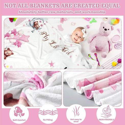 Sleeping Bear Monthly Baby Milestone Blanket Bear Star Balloon Flannel Blanket Boy Newborn Infant Swaddle Blanket Growth Chart Baby Blanket with F...